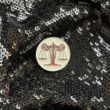 Load image into Gallery viewer, Reproductive justice rights enamel pin from Queen On The Scene.
