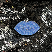 Load image into Gallery viewer, Blue lips gender enamel pin from Queen On The Scene.