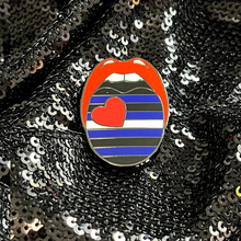 Load image into Gallery viewer, Leather pride flag on our signature leather pride pin.