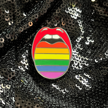 Load image into Gallery viewer, Rainblow pride pin until to Queen On The Scene featuring the rainbow pride flag in an enamel pin design.
