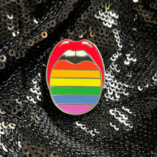 Load image into Gallery viewer, Rainblow pride pin until to Queen On The Scene featuring the rainbow pride flag in an enamel pin design.