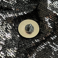 Load image into Gallery viewer, Backside of the she/they pronoun pin from Queen On The Scene.