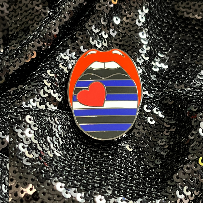 Leather pride flag on our signature leather pride pin.