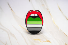 Load image into Gallery viewer, Featuring the aromantic pride flag colors: green, white, and gray stripes of the asexual pride flag.
