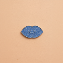 Load image into Gallery viewer, Blue lips gender enamel pin from Queen On The Scene.

