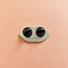 Load image into Gallery viewer, Back of the blue lips gender bender pin from Queen On The Scene. 
